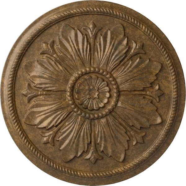 Ekena Millwork Kaya Ceiling Medallion (Fits Canopies up to 5 1/4"), Hand-Painted Rubbed Bronze, 23 5/8"OD x 1 1/2"P CM23KARZS - main
